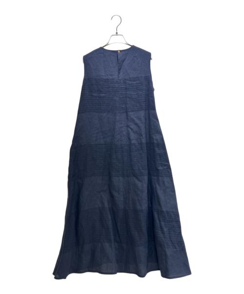 DRAWER（ドゥロワー）DRAWER (ドゥロワー) Sheer Striped A-Line One Piece /シアーストライプAラインワンピース/6526-234-1383 ネイビー サイズ:FREEの古着・服飾アイテム