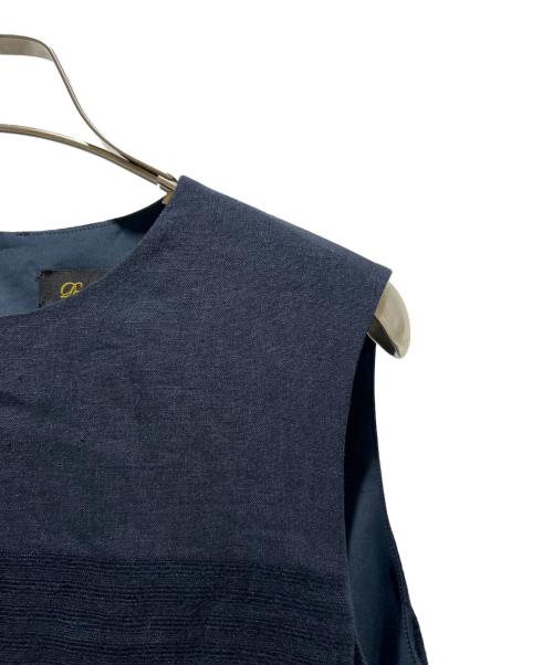 DRAWER（ドゥロワー）DRAWER (ドゥロワー) Sheer Striped A-Line One Piece /シアーストライプAラインワンピース/6526-234-1383 ネイビー サイズ:FREEの古着・服飾アイテム