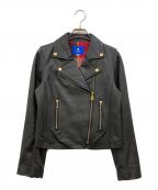 BLUE LABEL CRESTBRIDGEブルーレーベルクレストブリッジ）の古着「ダブルライダース レザージャケット」｜ブラック