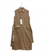 POSTELEGANTポステレガント）の古着「LINEN NO SLEEVE DRESS」｜ブラウン