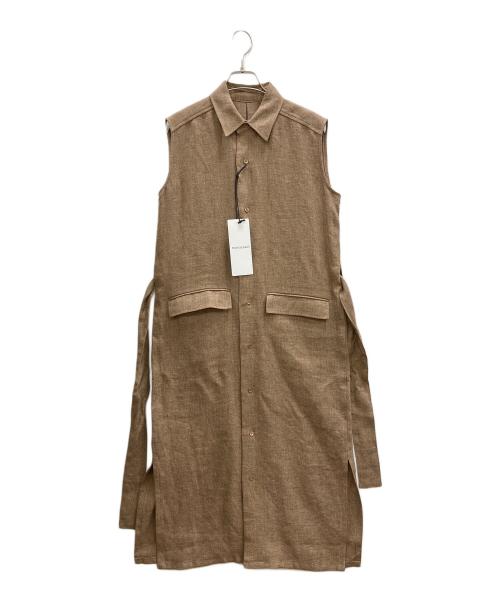 POSTELEGANT（ポステレガント）POSTELEGANT (ポステレガント) LINEN NO SLEEVE DRESS ブラウン サイズ:Sの古着・服飾アイテム
