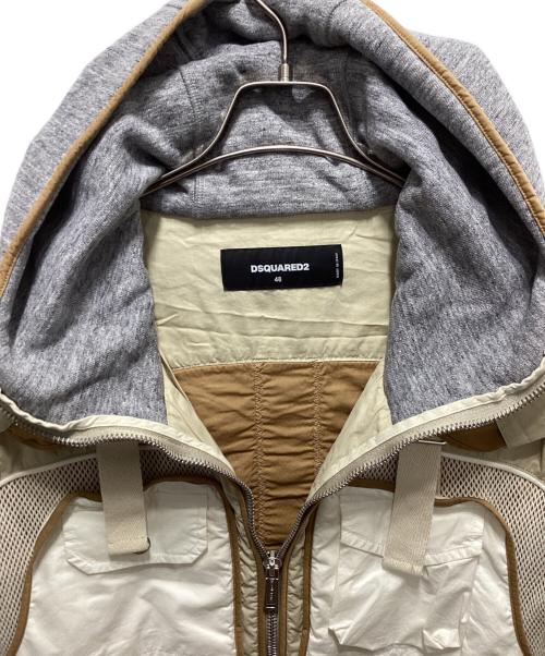 DSQUARED2（ディースクエアード）DSQUARED2 (ディースクエアード) ハイブリットフーデッドブルゾン ベージュ×ホワイト サイズ:48の古着・服飾アイテム