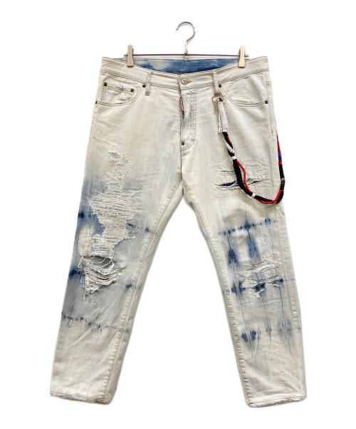 DSQUARED2（ディースクエアード）DSQUARED2 (ディースクエアード) COCONUT CREEK WASH COOL JEANS ブルー×ホワイト サイズ:52の古着・服飾アイテム