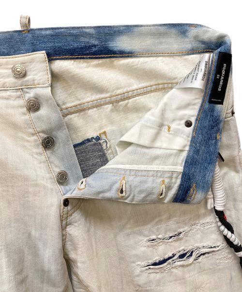 DSQUARED2（ディースクエアード）DSQUARED2 (ディースクエアード) COCONUT CREEK WASH COOL JEANS ブルー×ホワイト サイズ:52の古着・服飾アイテム