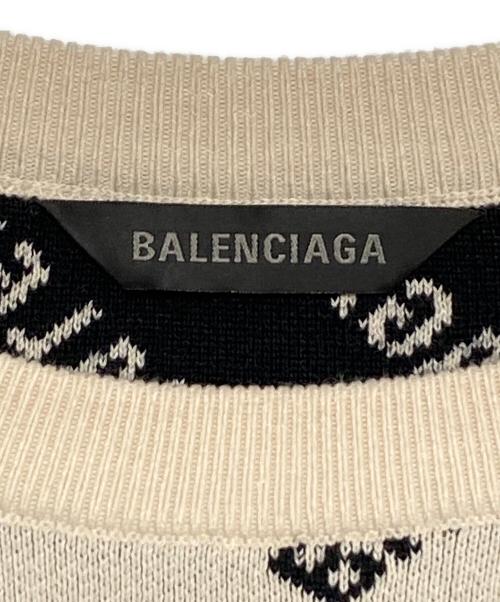 BALENCIAGA（バレンシアガ）BALENCIAGA (バレンシアガ) ロゴオーバーニット ベージュ×ブラック サイズ:Sの古着・服飾アイテム