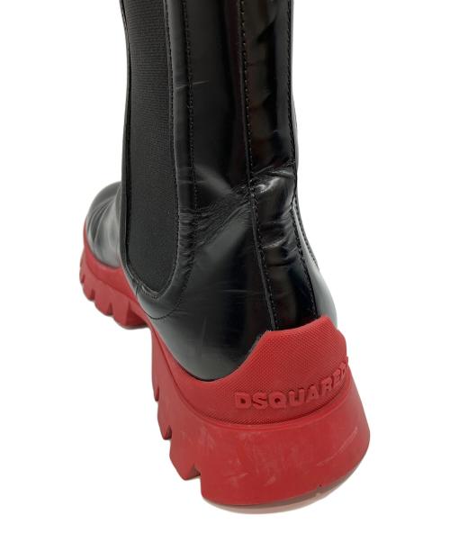 DSQUARED2（ディースクエアード）DSQUARED2 (ディースクエアード) TankRain チェルシーブーツ レッド×ブラック サイズ:42の古着・服飾アイテム