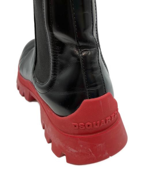 DSQUARED2（ディースクエアード）DSQUARED2 (ディースクエアード) TankRain チェルシーブーツ レッド×ブラック サイズ:42の古着・服飾アイテム