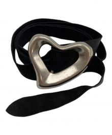 SEA（シー）の古着「BIG HEART SUEDE BELT」｜ブラック