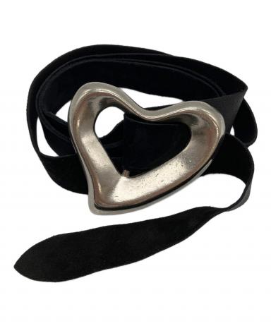 中古・古着通販】SEA (シー) BIG HEART SUEDE BELT ブラック｜ブランド