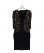 TADASHI SHOJIタダシ ショージ）の古着「ボーダーレースワンピース」｜ブラック