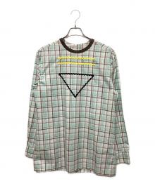 PRADA（プラダ）の古着「ジグザグトリムシャツ」｜ライトグリーン