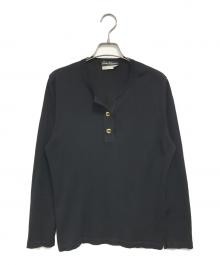 Salvatore Ferragamo（サルヴァトーレ フェラガモ）の古着「ヘンリーネックヴァラボタンニット」｜ブラック