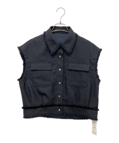 LOUNIE（ルーニー）LOUNIE (ルーニー) ラメバスケットフリンジジレ ネイビー サイズ:38 未使用品の古着・服飾アイテム