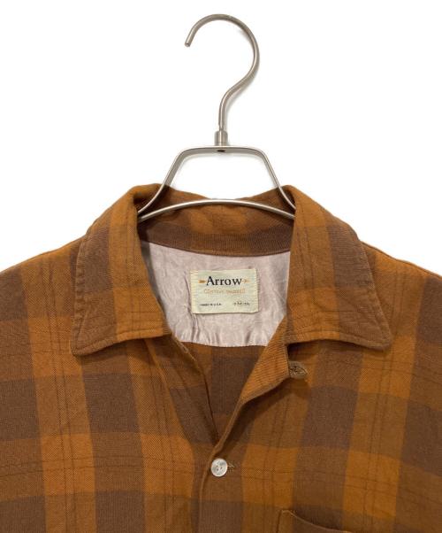 ARROW（アロー）ARROW (アロー) チェックシャツ ブラウン サイズ:Mの古着・服飾アイテム