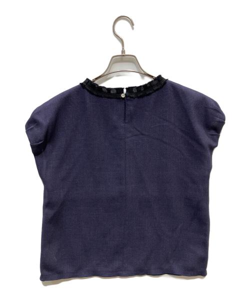 BALLSEY（ボールジィ）BALLSEY (ボールジィ) ポリエステルレーヨンカラミ フレンチスリーブブラウス ネイビー サイズ:36の古着・服飾アイテム