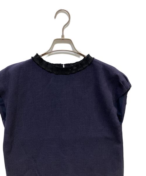 BALLSEY（ボールジィ）BALLSEY (ボールジィ) ポリエステルレーヨンカラミ フレンチスリーブブラウス ネイビー サイズ:36の古着・服飾アイテム