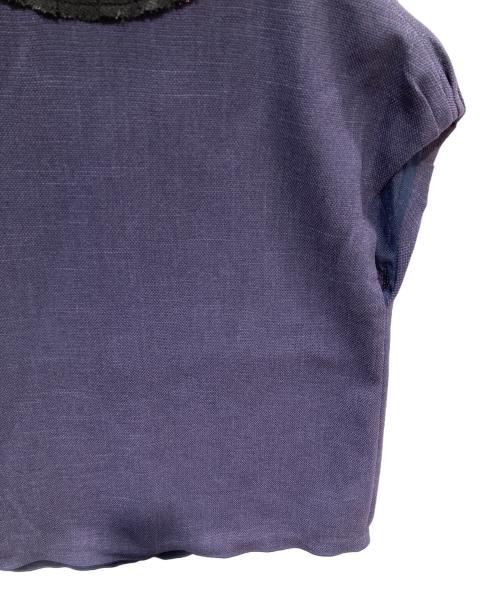 BALLSEY（ボールジィ）BALLSEY (ボールジィ) ポリエステルレーヨンカラミ フレンチスリーブブラウス ネイビー サイズ:36の古着・服飾アイテム