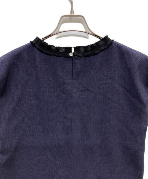 BALLSEY（ボールジィ）BALLSEY (ボールジィ) ポリエステルレーヨンカラミ フレンチスリーブブラウス ネイビー サイズ:36の古着・服飾アイテム