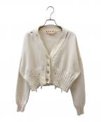 MARNIマルニ）の古着「刺繍ロゴクロップドカーディガン」｜ホワイト