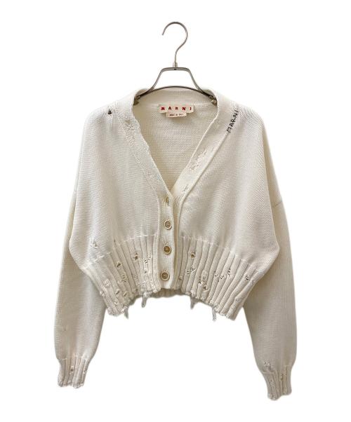 MARNI（マルニ）MARNI (マルニ) 刺繍ロゴクロップドカーディガン ホワイト サイズ:38の古着・服飾アイテム