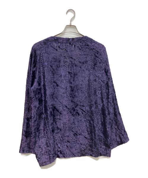 Needles（ニードルズ）Needles (ニードルズ) V Neck Cardigan-Burnout Velvet パープル サイズ:Sの古着・服飾アイテム