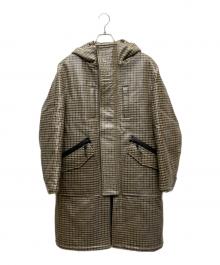 Name.（ネーム）の古着「ラミネートツウィードフーデットコート」｜ブラウン