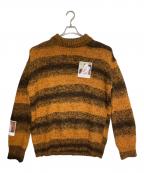 RAF SIMONSラフシモンズ）の古着「Striped Roundneck Sweater With Polaroids」｜オレンジ