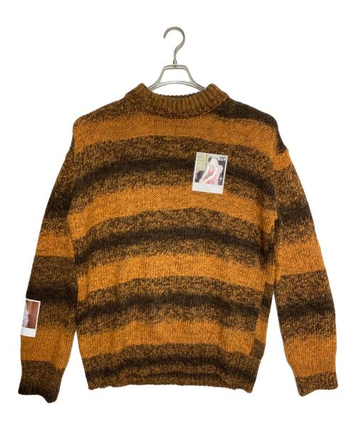 RAF SIMONS（ラフシモンズ）RAF SIMONS (ラフシモンズ) Striped Roundneck Sweater With Polaroids オレンジ サイズ:Mの古着・服飾アイテム