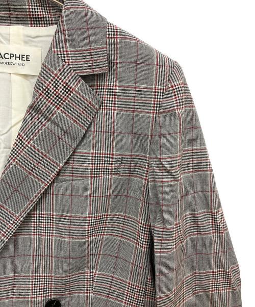 MACPHEE（マカフィー）MACPHEE (マカフィー) ライトウールチェックダブルブレストジャケット グレー サイズ:SIZE36の古着・服飾アイテム