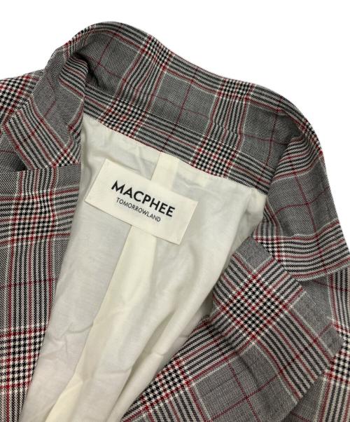 MACPHEE（マカフィー）MACPHEE (マカフィー) ライトウールチェックダブルブレストジャケット グレー サイズ:SIZE36の古着・服飾アイテム