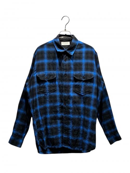 Saint Laurent Paris（サンローランパリ）Saint Laurent Paris (サンローランパリ) オンブレチェックシャツ ブルー×ブラック サイズ:XLの古着・服飾アイテム