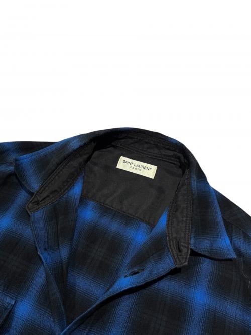 Saint Laurent Paris（サンローランパリ）Saint Laurent Paris (サンローランパリ) オンブレチェックシャツ ブルー×ブラック サイズ:XLの古着・服飾アイテム