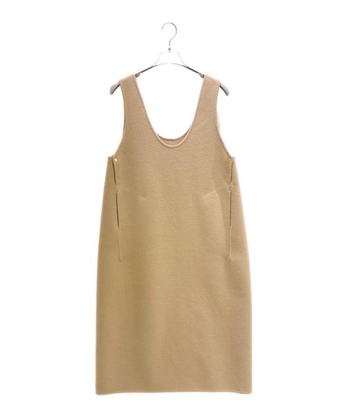 DRAWER（ドゥロワー）DRAWER (ドゥロワー) ウールケヌキ ノースリーブ ワンピース ドレス ベージュ サイズ:36の古着・服飾アイテム