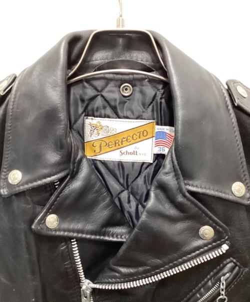 PERFECTO by Schott（パーフェクト バイ ショット）perfecto by schott (パーフェクト バイ ショット) 618ダブルライダースジャケット ブラック サイズ:36の古着・服飾アイテム