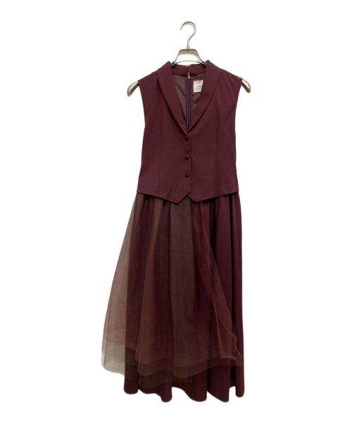Ameri（アメリ）AMERI (アメリ) チュールドッキングワンピース ボルドー サイズ:記載なしの古着・服飾アイテム