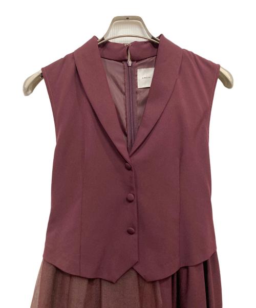 Ameri（アメリ）AMERI (アメリ) チュールドッキングワンピース ボルドー サイズ:記載なしの古着・服飾アイテム