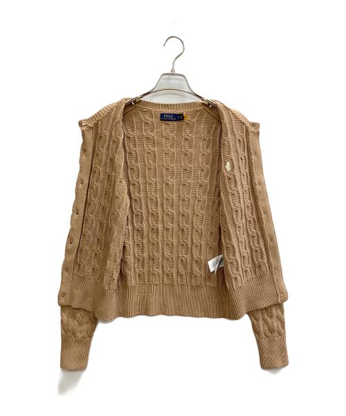 POLO RALPH LAUREN（ポロ・ラルフローレン）POLO RALPH LAUREN (ポロ・ラルフローレン) ケーブルコットンニットカーディガン ブラウン サイズ:Sの古着・服飾アイテム