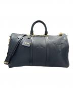 LOUIS VUITTONルイ ヴィトン）の古着「キーポル・バンドリエール45 モノグラム・アンプラント/Keepall Bandoulière 45 Monogram Empreinte Leather」｜ブラック
