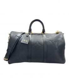 LOUIS VUITTON（ルイ ヴィトン）の古着「キーポル・バンドリエール45 モノグラム・アンプラント/Keepall Bandoulière 45 Monogram Empreinte Leather」｜ブラック