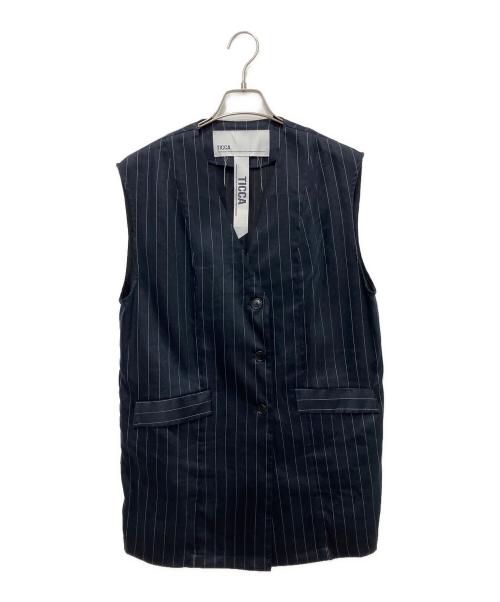 ticca（ティッカ）TICCA (ティッカ) リネンヴィスコースベスト ネイビー サイズ:Fの古着・服飾アイテム