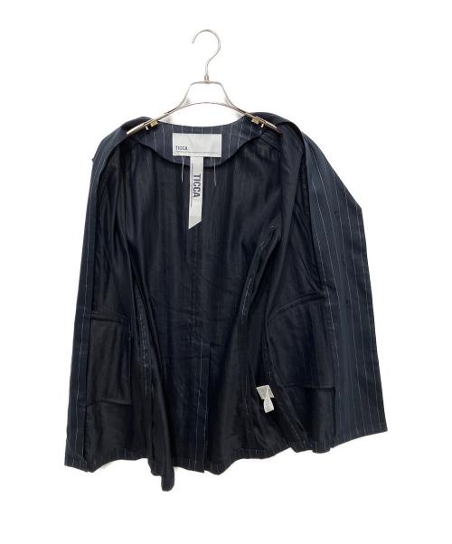 ticca（ティッカ）TICCA (ティッカ) リネンヴィスコースベスト ネイビー サイズ:Fの古着・服飾アイテム
