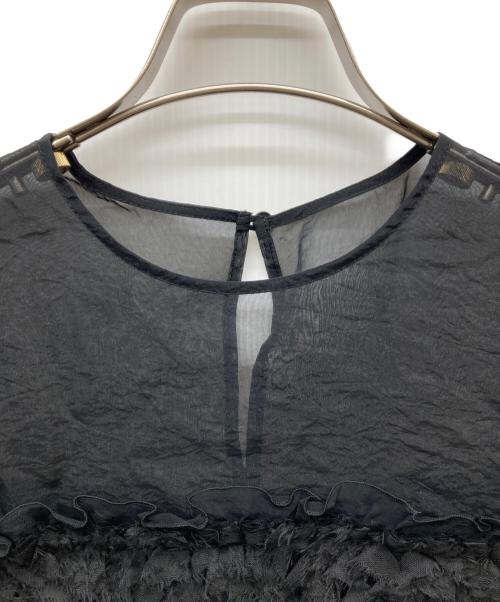 ALUNC（アルン）Alunc (アルン) ジャカードペプラムブラウス ブラック サイズ:38の古着・服飾アイテム