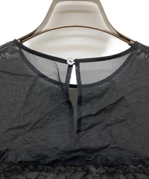 ALUNC（アルン）Alunc (アルン) ジャカードペプラムブラウス ブラック サイズ:38の古着・服飾アイテム