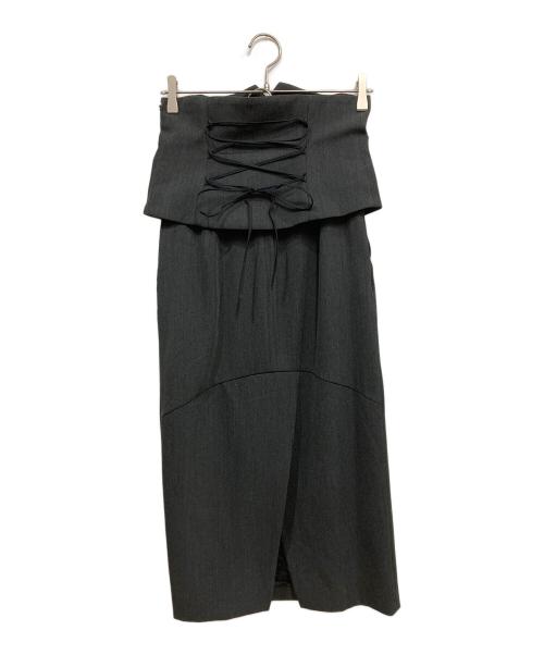 ALUNC（アルン）Alunc (アルン) コルセット付きタイトスカート チャコールグレー サイズ:36の古着・服飾アイテム
