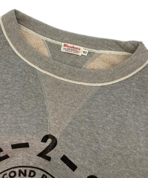 WAREHOUSE（ウエアハウス）WAREHOUSE (ウエアハウス) クルーネックプリントスウェット ヘザーグレー サイズ:SIZE 42の古着・服飾アイテム