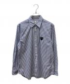PLAY COMME des GARCONSプレイコムデギャルソン）の古着「Stripe Shirt With Black Emblem Pattern A」｜ネイビー
