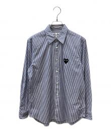 PLAY COMME des GARCONS（プレイコムデギャルソン）の古着「Stripe Shirt With Black Emblem Pattern A」｜ネイビー