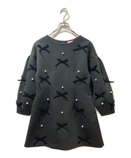 CHESTY（チェスティ）CHESTY (チェスティ) ベロアリボンパールワンピース ブラックの古着・服飾アイテム