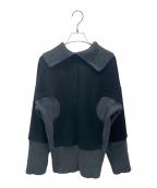 ENFOLDエンフォルド）の古着「ダブルクロス ニットレイヤードPULLOVER」｜グレー×ブラック