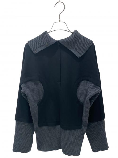 ENFOLD（エンフォルド）ENFOLD (エンフォルド) ダブルクロス ニットレイヤードPULLOVER グレー×ブラック サイズ:38の古着・服飾アイテム
